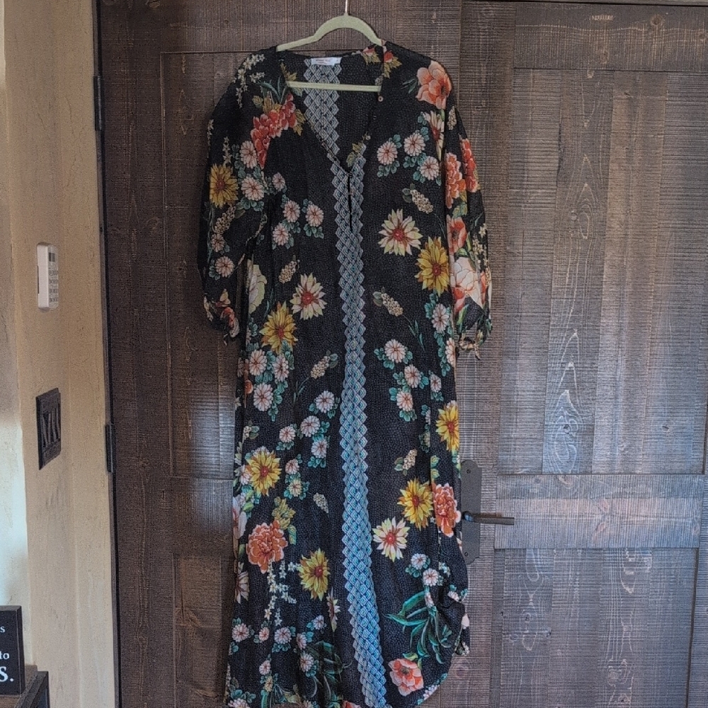 Johnny Was Floral Black Maxi Dress